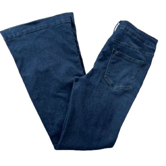 Y2K Altar’d State High Waist Wide Flare Bell Denim Dark Wash Boho Jeans Size 27 - Picture 2 of 11